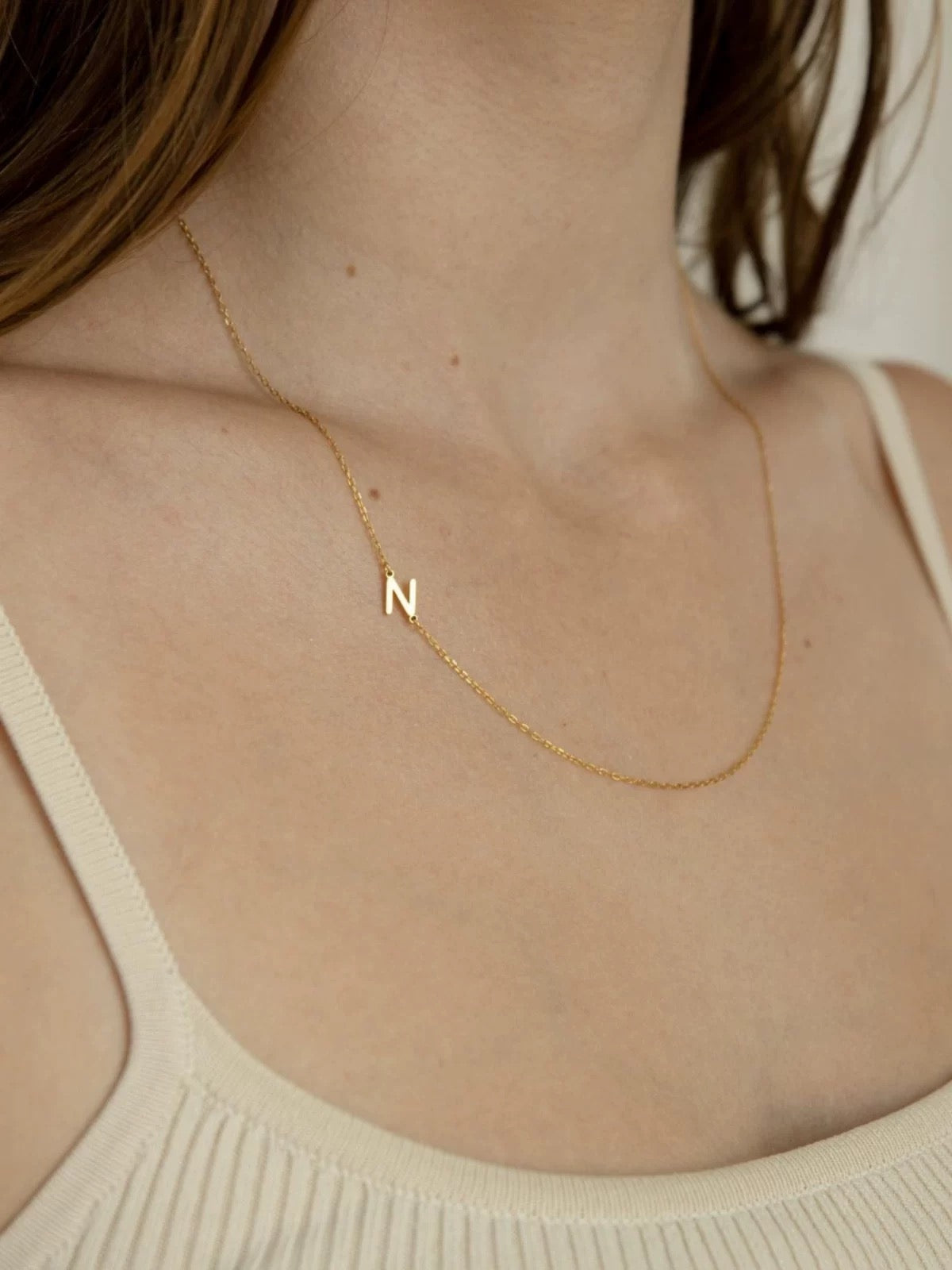 Personalized Asymmetrical Initial Necklace (18K Gold Plated)