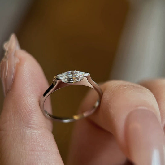 Marquise Cut Moissanite Ring (925 Sterling Silver)