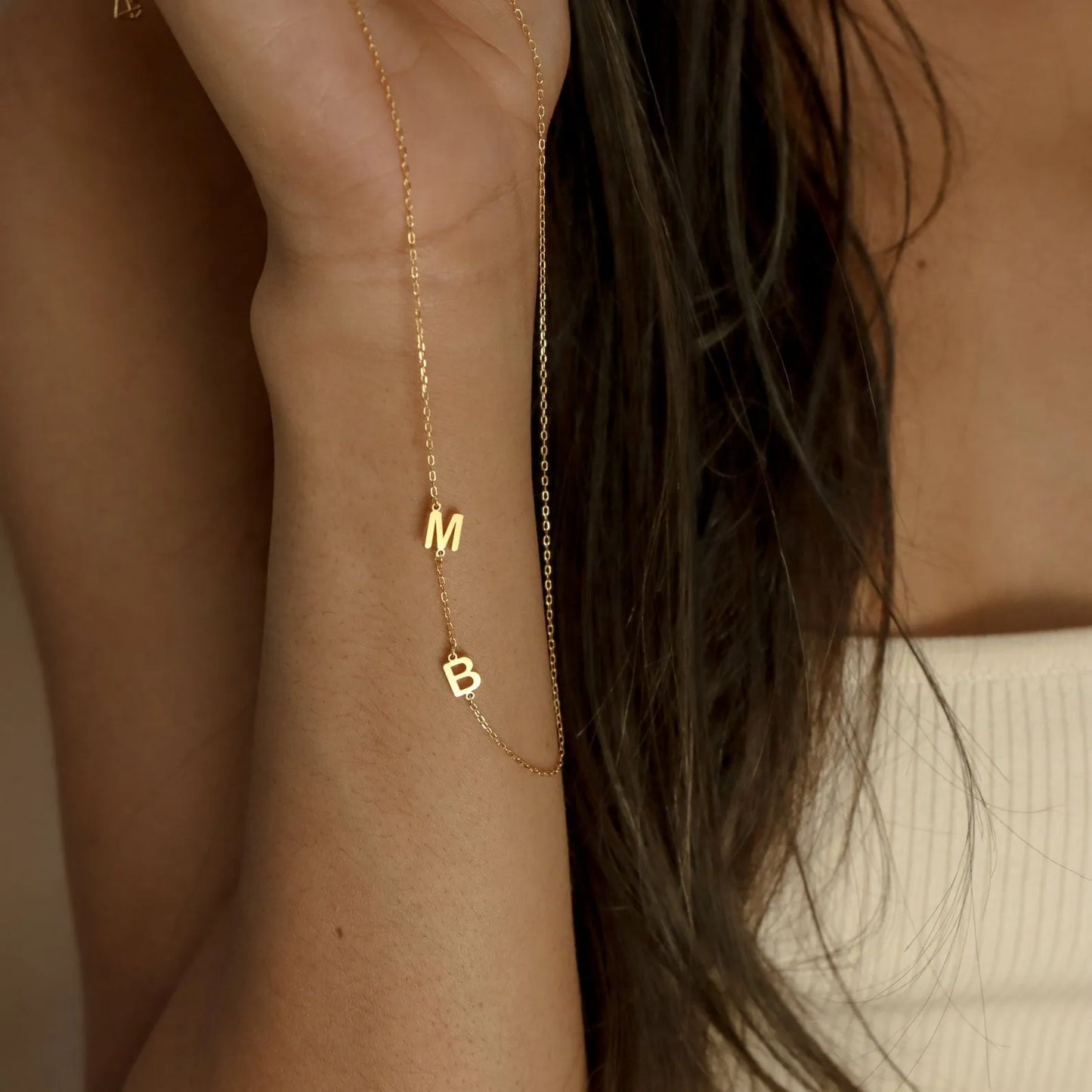 Personalized Asymmetrical Initial Necklace (18K Gold Plated)