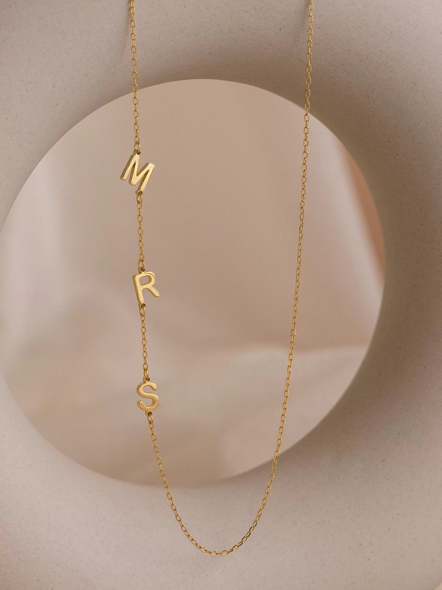Personalized Asymmetrical Initial Necklace (18K Gold Plated)