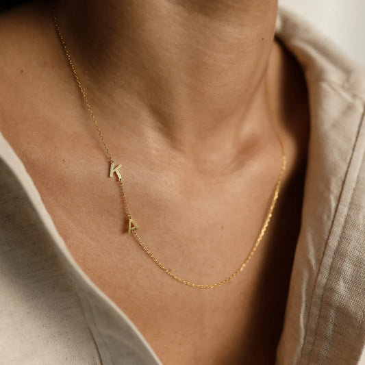 Personalized Asymmetrical Initial Necklace (18K Gold Plated)